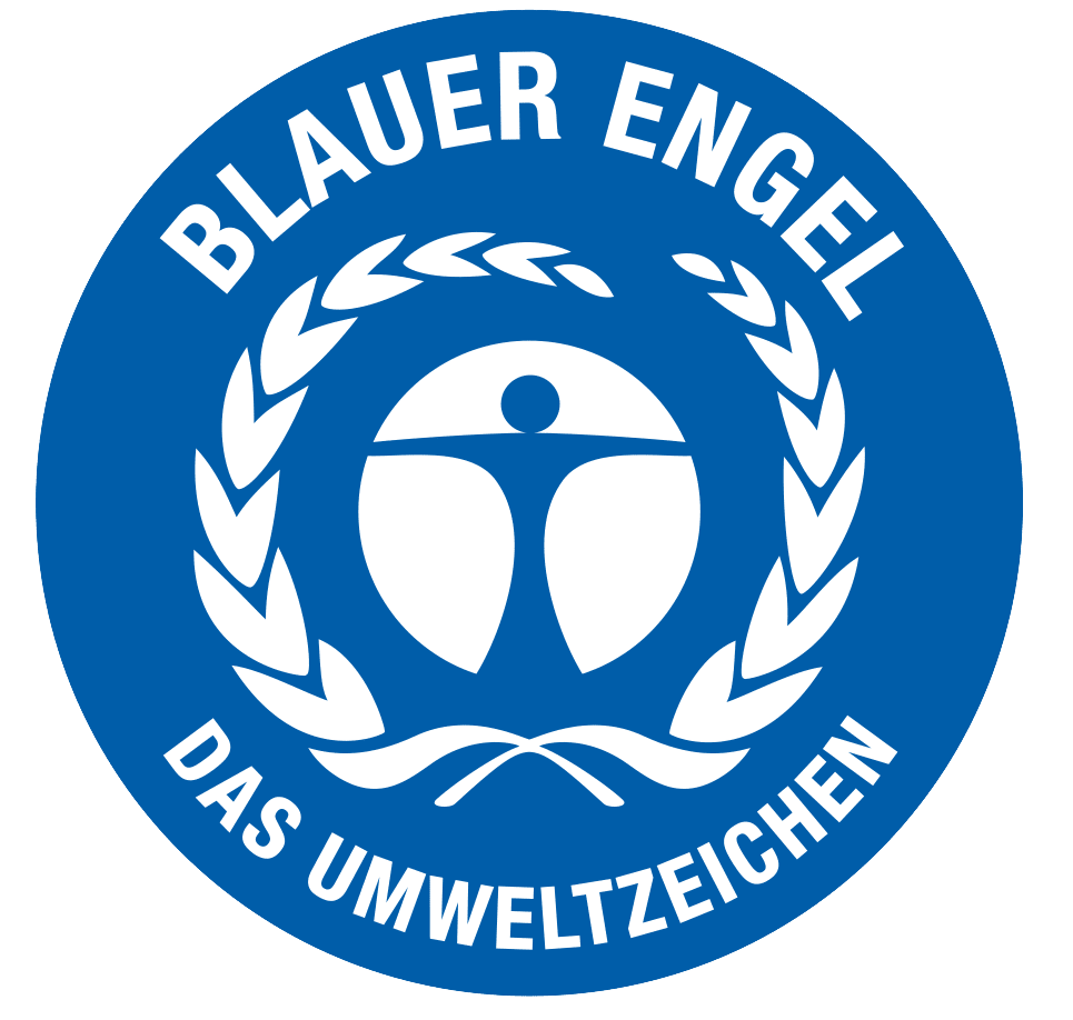 KI generiert: Das Bild zeigt das Logo des "Blauen Engels", einem bekannten Umweltzeichen. Es besteht aus einem blauen Kreis mit einem stilisierten Engel in der Mitte, umgeben von einem Lorbeerkranz und dem Schriftzug "Blauer Engel - Das Umweltzeichen".