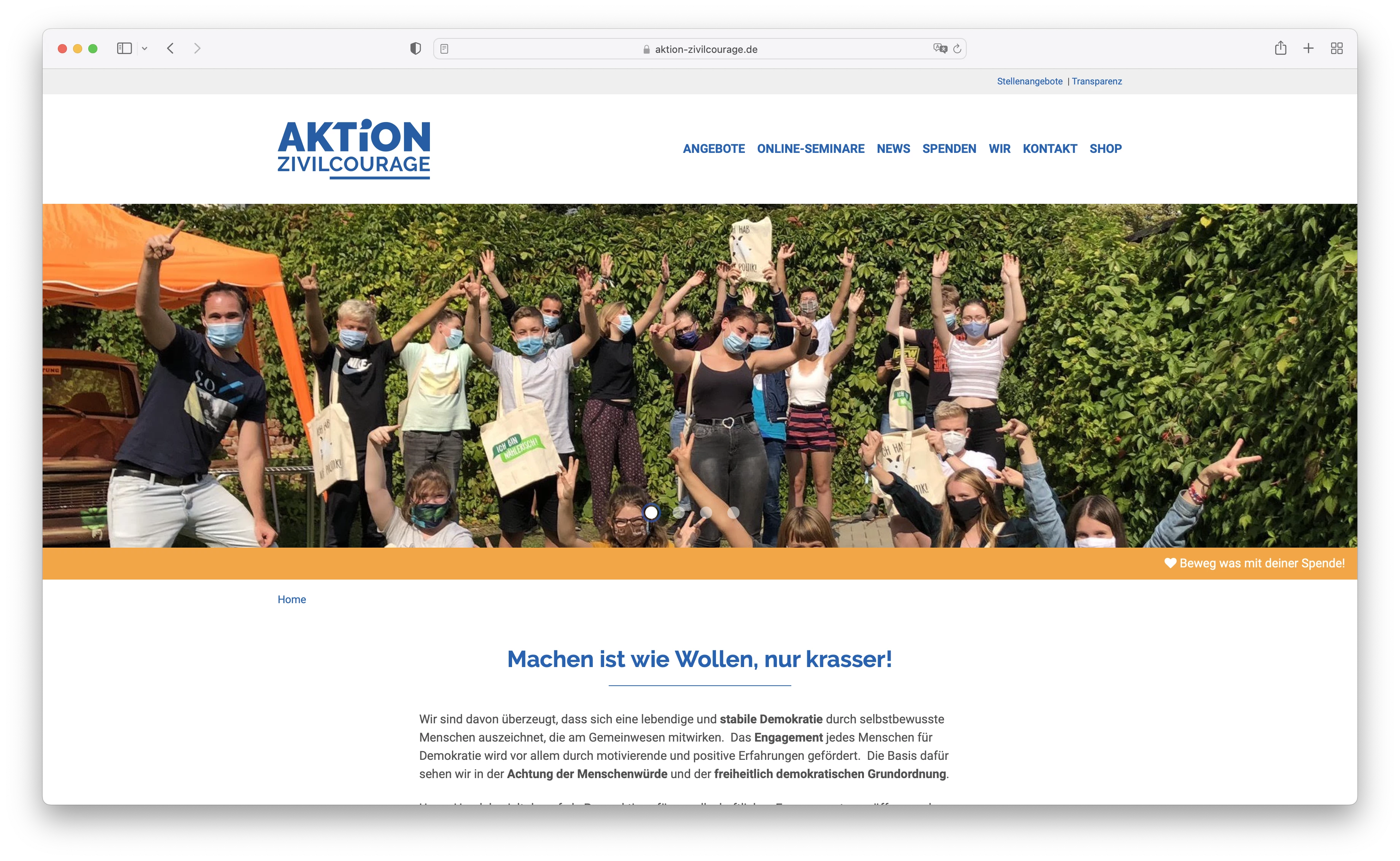 Website der Aktion Zivilcourage