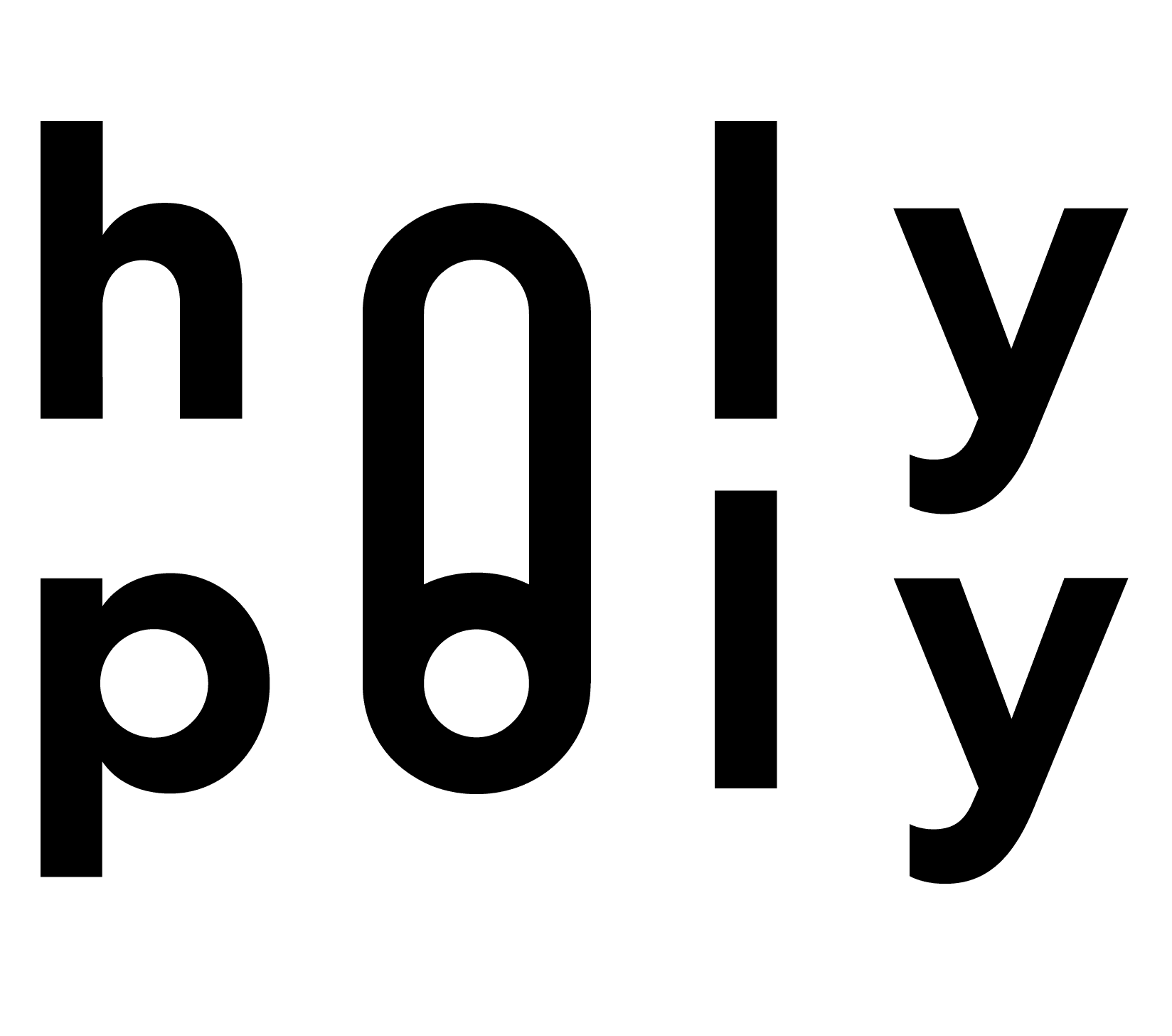 KI generiert: Das Bild zeigt ein stilisiertes Logo mit der Schrift "holypoly". Es besteht aus minimalistischen, schwarzen Buchstaben auf einem transparenten Hintergrund.