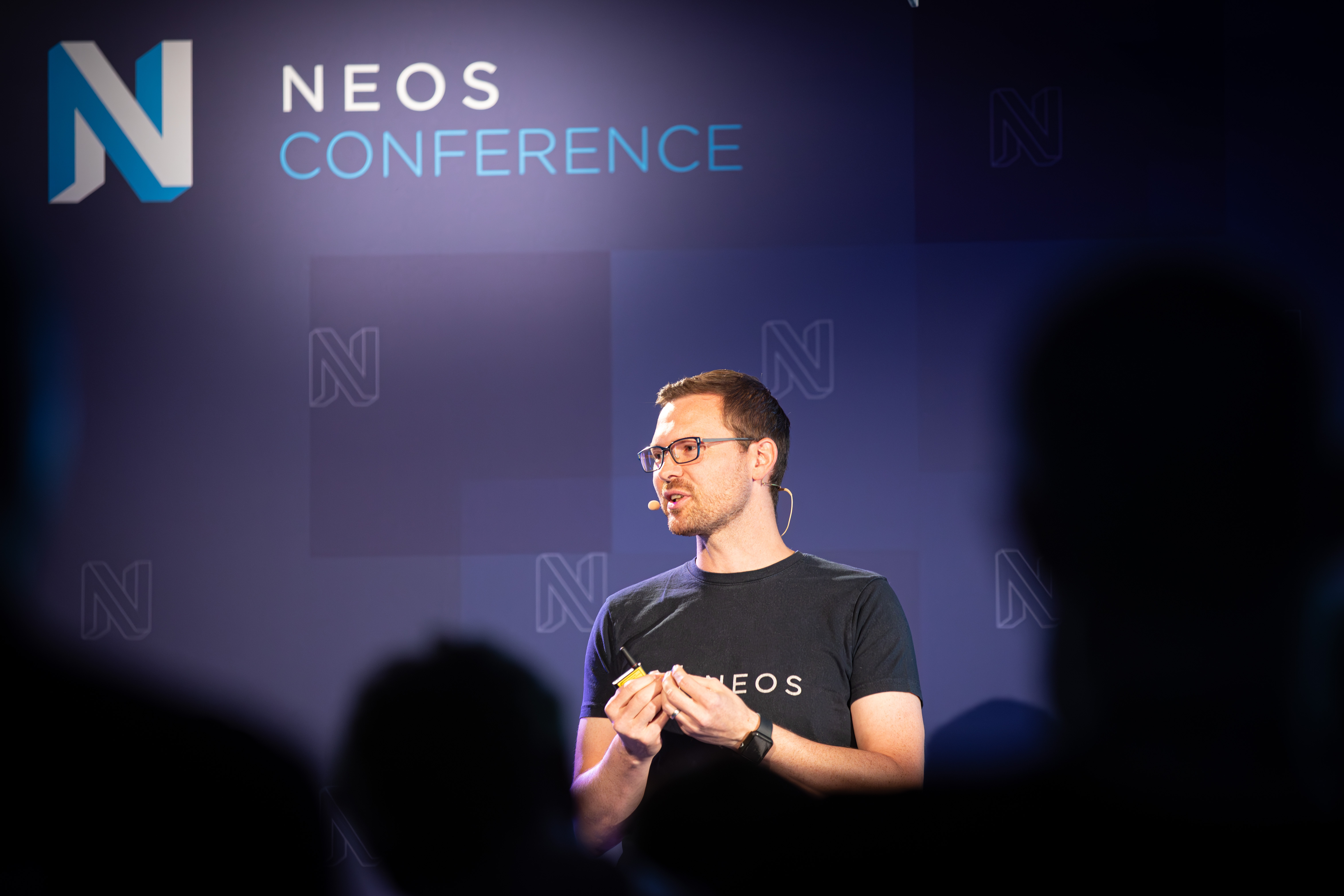 Sebastian during his talk at the Neos Conference
